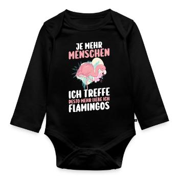 Je mehr Menschen ich treffe desto mehr liebe ich F - Baby Bio-Langarm-Body - Schwarz - Vorne