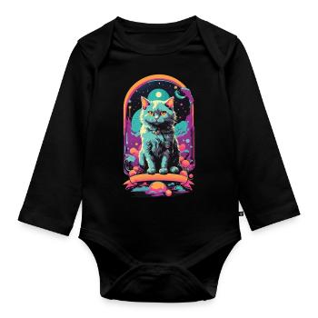 Gothic Pastel Katzen Magische Nacht Design - Baby Bio-Langarm-Body - Schwarz - Vorne