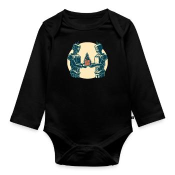Roboterische Weihnachtsfreude - Baby Bio-Langarm-Body - Schwarz - Vorne