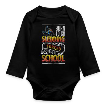 Rodeln Schnee Rennrodeln Urlaub - Baby Bio-Langarm-Body - Schwarz - Vorne