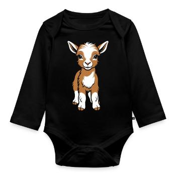 Citation humour petite chèvre - Body Bébé bio manches longues - noir - Devant