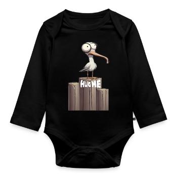 Hug me! Hug me - Organic Longsleeve Baby Bodysuit - black - Front