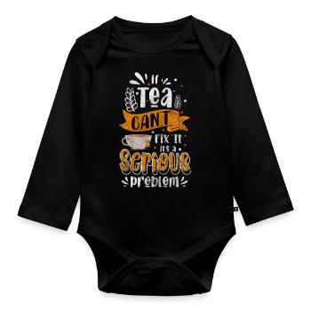 Teeliebhaber Erholung Teekanne - Baby Bio-Langarm-Body - Schwarz - Vorne