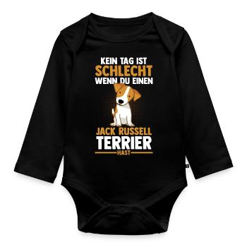 Hund Jacke Russell - Baby Bio-Langarm-Body - Schwarz - Vorne