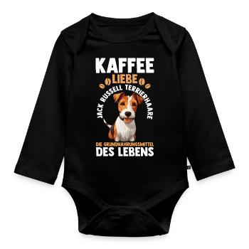 Kaffee Hund Jacke Russell - Baby Bio-Langarm-Body - Schwarz - Vorne