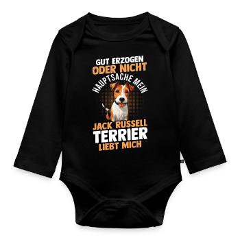 Hund Jacke Russell - Baby Bio-Langarm-Body - Schwarz - Vorne