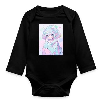 Anime, Anime Girl, Anime Girl, Elf - Organic Longsleeve Baby Bodysuit - black - Front