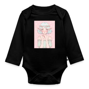 Anime, Anime Girl, Anime Girl, Elf - Organic Longsleeve Baby Bodysuit - black - Front
