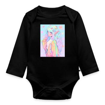 Anime, Anime Girl, Anime Girl, Elf - Organic Longsleeve Baby Bodysuit - black - Front