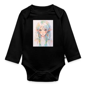 Anime, Anime Girl, Anime Girl, Elf - Organic Longsleeve Baby Bodysuit - black - Front