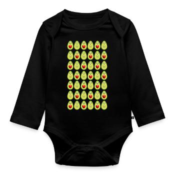 Herz Avocados mit vielen Herzen. - Baby Bio-Langarm-Body - Schwarz - Vorne