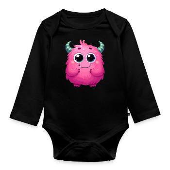 Designs For Kids – Märchenhafte Monster - Baby Bio-Langarm-Body - Schwarz - Vorne