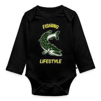 Lebensstil der Fischerei - Baby Bio-Langarm-Body - Schwarz - Vorne