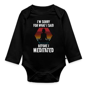 Meditation Healing Namaste Awareness - Organic Longsleeve Baby Bodysuit - black - Front