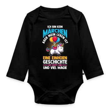Unicorn - Organic Longsleeve Baby Bodysuit - black - Front