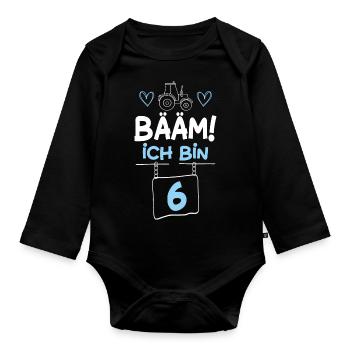 Bääm I’m 6 Tracteur - Body Bébé bio manches longues - noir - Devant