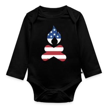 Camper Us Flag Camping - Organic Longsleeve Baby Bodysuit - black - Front