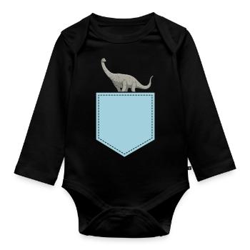 Brontosaure Dino cadeau - Body Bébé bio manches longues - noir - Devant