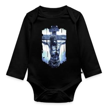 jesus bibel christliche religion christliches kreuz christlich - Baby Bio-Langarm-Body - Schwarz - Vorne