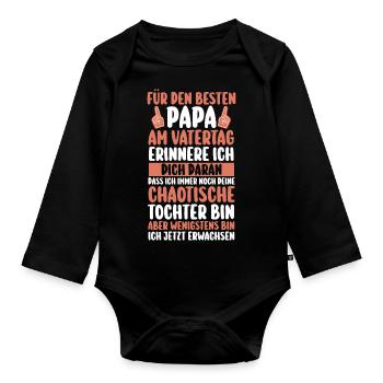 Papa Fête des pères Papa - Body Bébé bio manches longues - noir - Devant