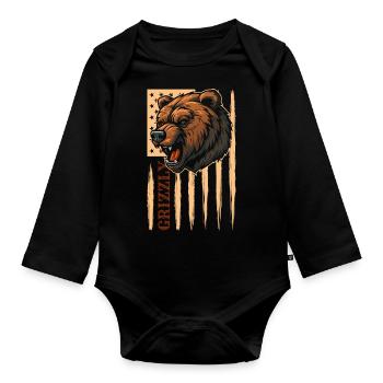 Bear Nordic Grizzly Zodiac - Organic Longsleeve Baby Bodysuit - black - Front