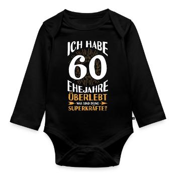 Ehe Diamantene Hochzeit 60 Jahre Verheiratet Hochz - Baby Bio-Langarm-Body - Schwarz - Vorne
