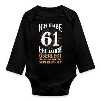 Mariage Ormes Mariage 61 ans Mariage - Body Bébé bio manches longues - noir - Devant