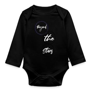 exploration quotes birthday present idea - Baby Bio-Langarm-Body - Schwarz - Vorne