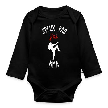 J peux pas j ai mma - Body Bébé bio manches longues - noir - Devant