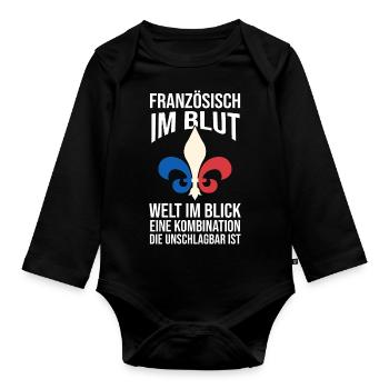 French French France - Organic Longsleeve Baby Bodysuit - black - Front