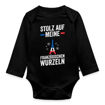 French French France - Organic Longsleeve Baby Bodysuit - black - Front