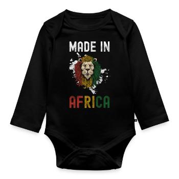 Afrika Serengeti Afrikaner Giraffe - Baby Bio-Langarm-Body - Schwarz - Vorne