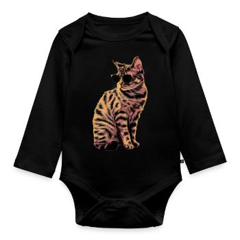 Sonnenbrille für Scottish Fold-Katzen Geschenk - Baby Bio-Langarm-Body - Schwarz - Vorne