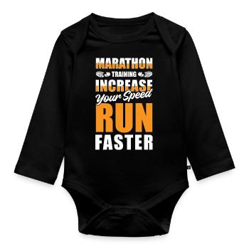 Marathon Sport Jogging Triathlète - Body Bébé bio manches longues - noir - Devant