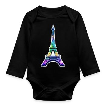 Eiffel tower #23 - Organic Longsleeve Baby Bodysuit - black - Front