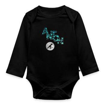 ANTON - Beau prénom de garçon avec dinosaure - Body Bébé bio manches longues - noir - Devant