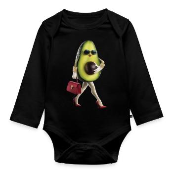 Frauen Avocado - Baby Bio-Langarm-Body - Schwarz - Vorne