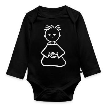 Zen Meditation Buddhismus Yoga Shirt Hoodie Kappe Pullover - Baby Bio-Langarm-Body - Schwarz - Vorne