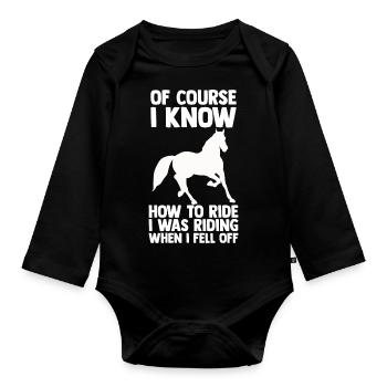 Horse Lover Équitation Chevaux - Body Bébé bio manches longues - noir - Devant