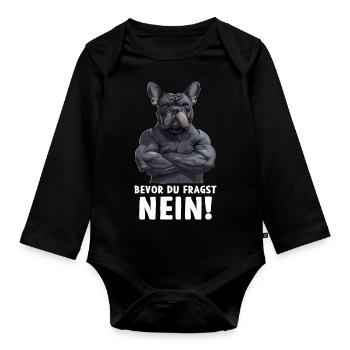 French Bulldog Dog Frenchie Before You Ask - Organic Longsleeve Baby Bodysuit - black - Front