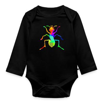 Ant Insect Rainbow Animals Polygon - Organic Longsleeve Baby Bodysuit - black - Front