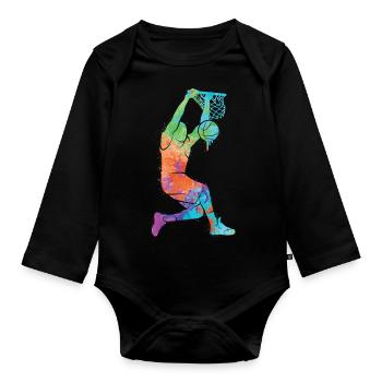 Basket-ball Homme Dunking Enfants Basketball - Body Bébé bio manches longues - noir - Devant