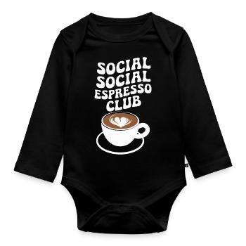 Social Espresso Club - Geschenke für Kaffee-Fans - Baby Bio-Langarm-Body - Schwarz - Vorne