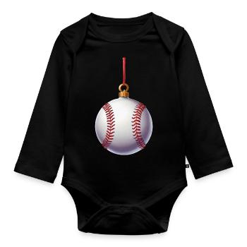 JOYEUX NOËL BASEBALL - Body Bébé bio manches longues - noir - Devant