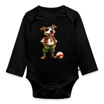 Chiens de football - Body Bébé bio manches longues - noir - Devant