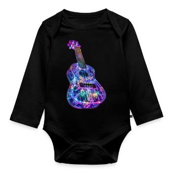 Ukulele - Organic Longsleeve Baby Bodysuit - black - Front