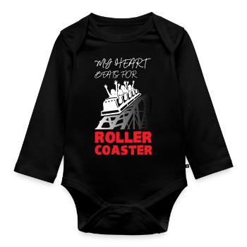 My Heart Beats for Roller Coaster - Organic Longsleeve Baby Bodysuit - black - Front
