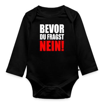 Before you ask, no - Organic Longsleeve Baby Bodysuit - black - Front