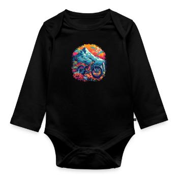 Mountainbike Retrowave - Baby Bio-Langarm-Body - Schwarz - Vorne