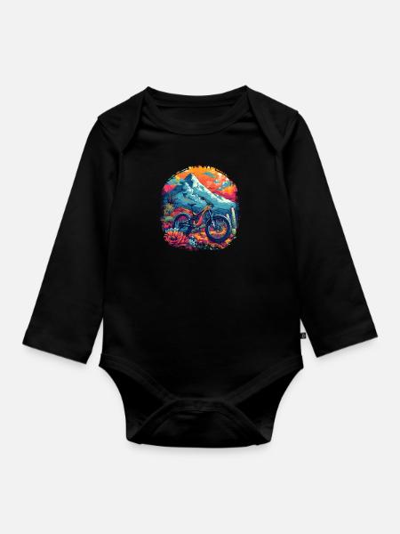 Mountainbike Retrowave - Baby Bio-Langarm-Body - Schwarz